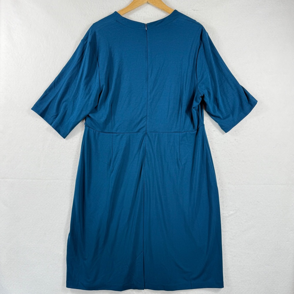J. Jill Dress Womens XL Atlantic Blue Faux Wrap Short Sleeve Wearever Minimalist - Picture 3 of 9